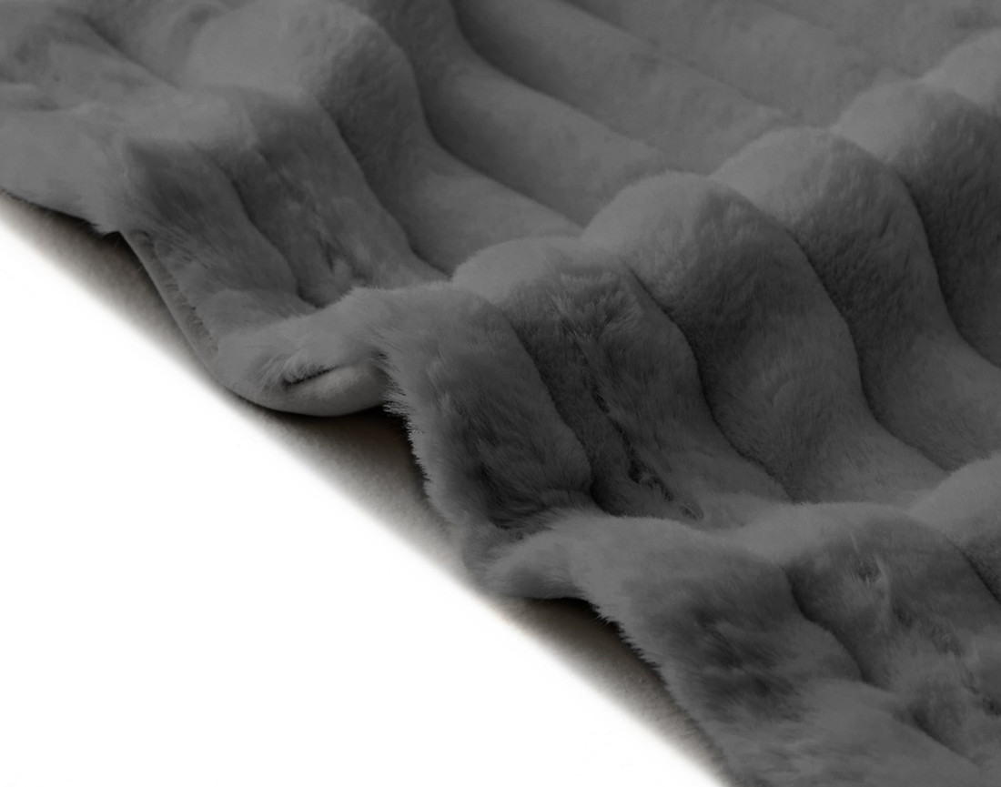 Plaid 100x140 cm en fausse fourrure côtelé et velours Arezzo