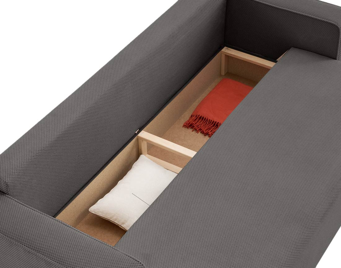 Canapé droit 3 places convertible avec coffre en velours texturé Topaze