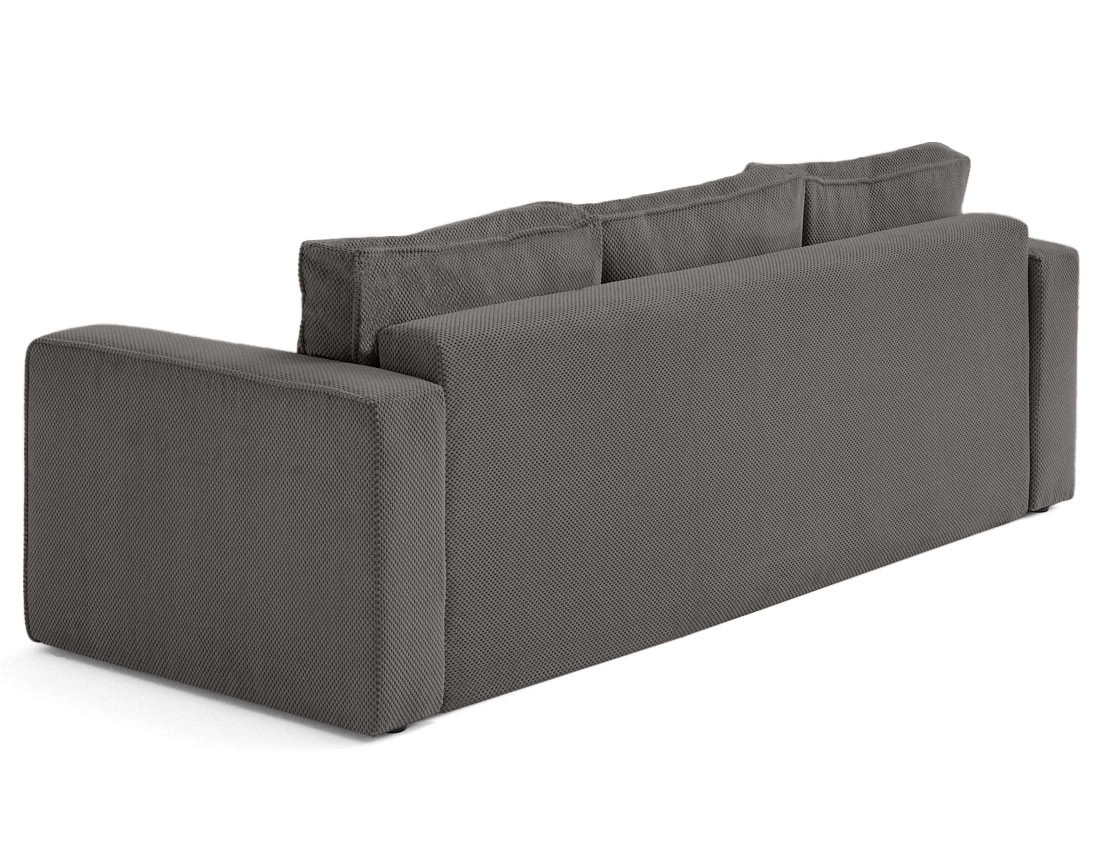 Canapé droit 3 places convertible avec coffre en velours texturé Topaze