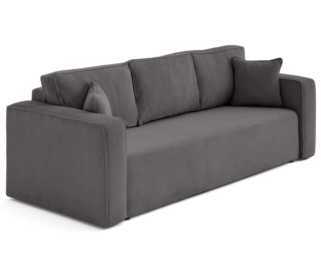 Canapé droit 3 places convertible avec coffre en velours texturé Topaze