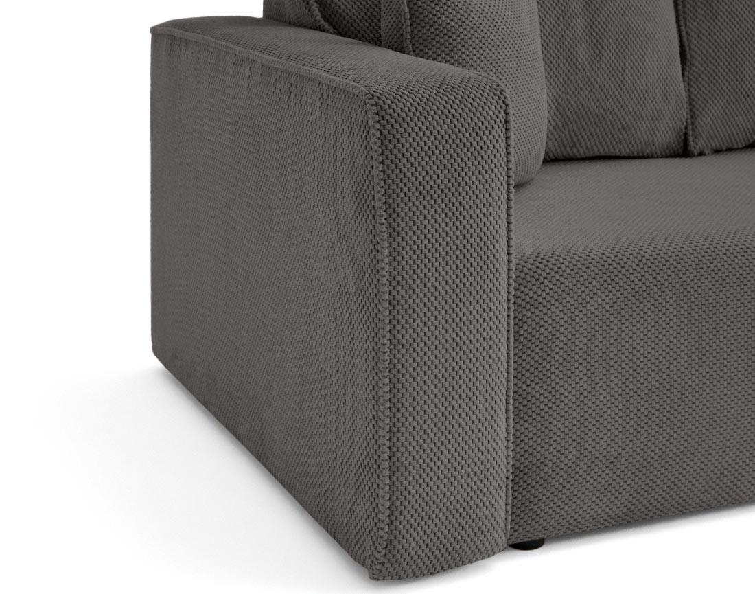 Canapé droit 3 places convertible avec coffre en velours texturé Topaze