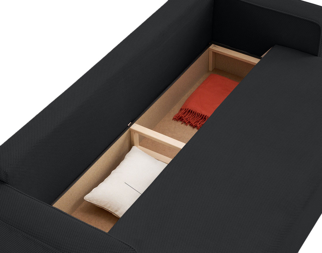 Canapé droit 3 places convertible avec coffre en velours texturé Topaze