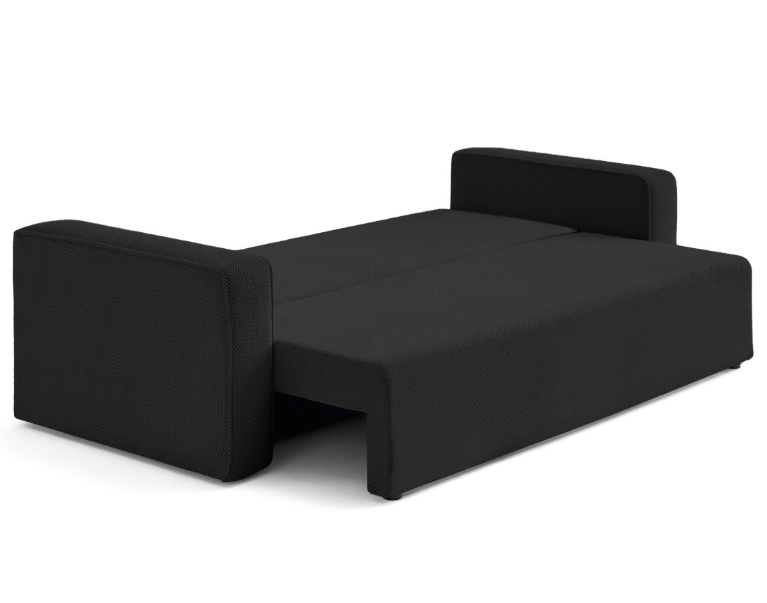 Canapé droit 3 places convertible avec coffre en velours texturé Topaze