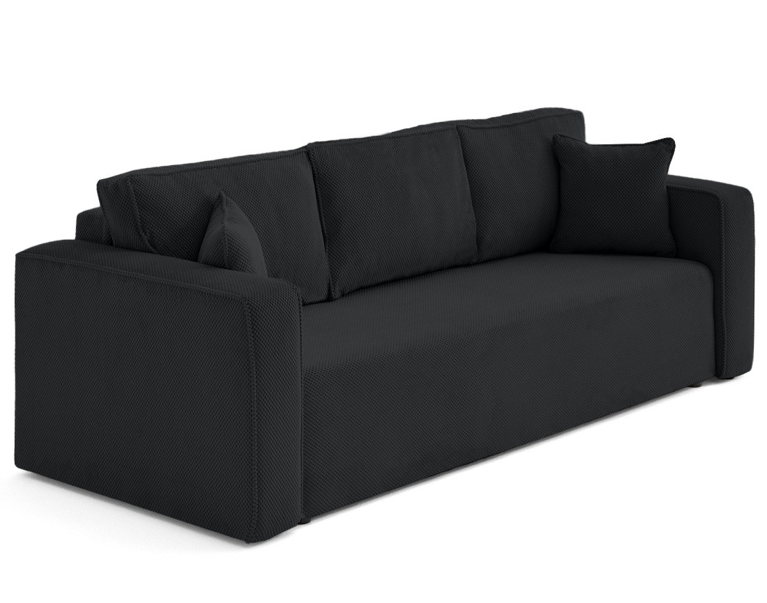 Canapé droit 3 places convertible avec coffre en velours texturé Topaze