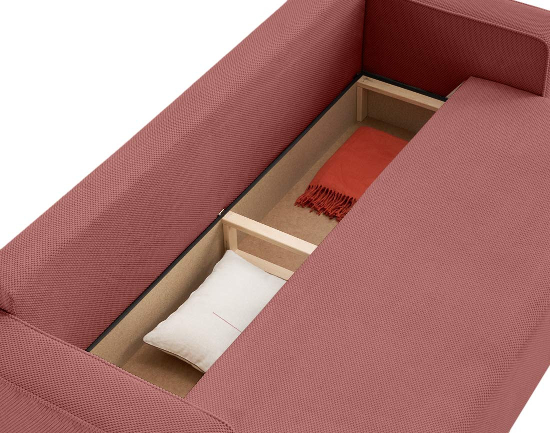 Canapé droit 3 places convertible avec coffre en velours texturé Topaze