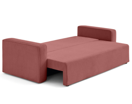 Canapé droit 3 places convertible avec coffre en velours texturé Topaze