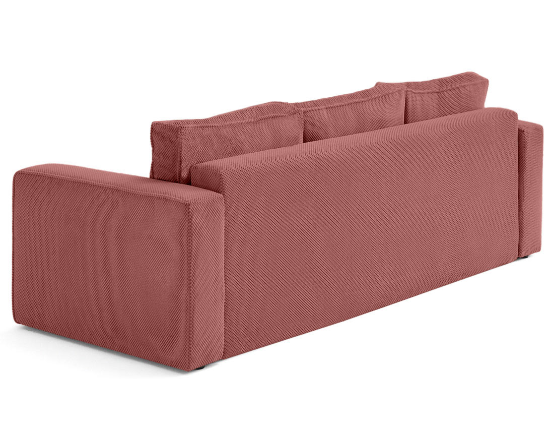 Canapé droit 3 places convertible avec coffre en velours texturé Topaze