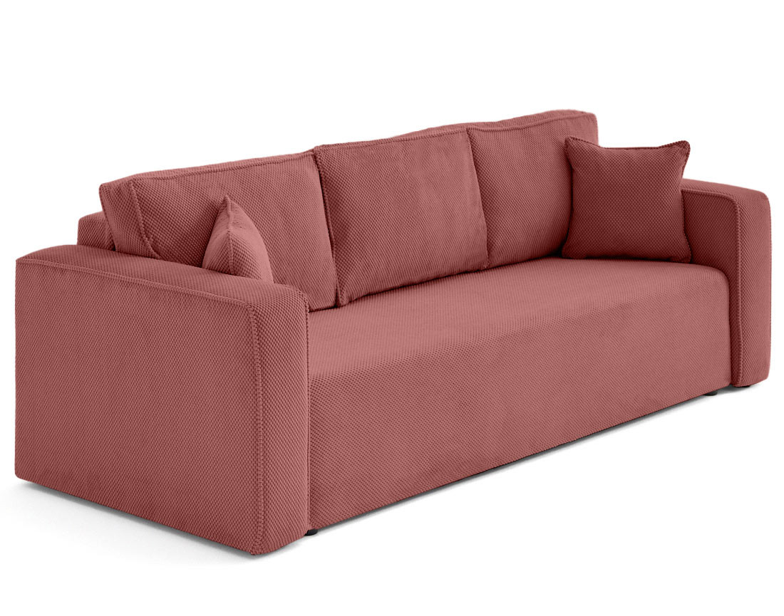 Canapé droit 3 places convertible avec coffre en velours texturé Topaze