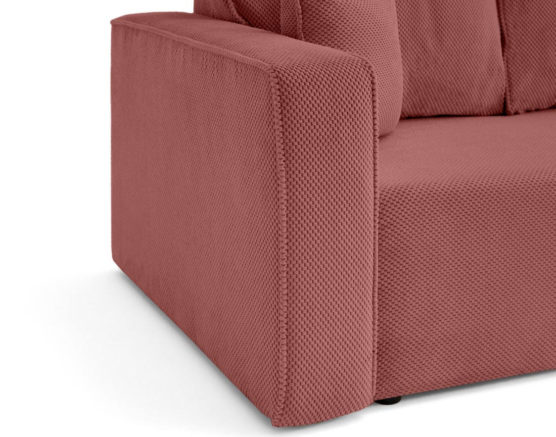 Canapé droit 3 places convertible avec coffre en velours texturé Topaze