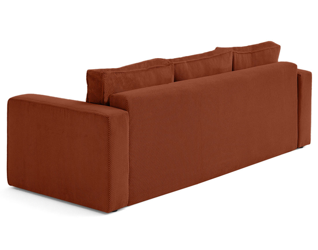 Canapé droit 3 places convertible avec coffre en velours texturé Topaze