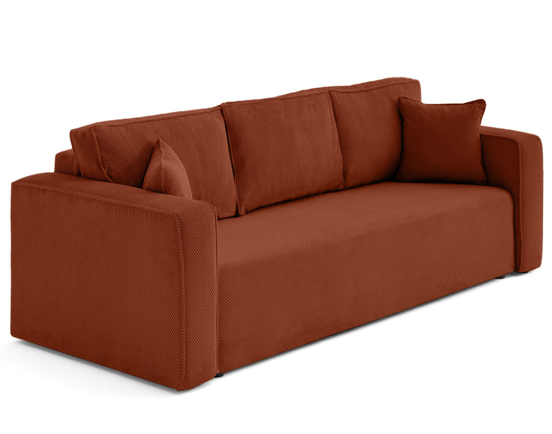 Canapé droit 3 places convertible avec coffre en velours texturé Topaze