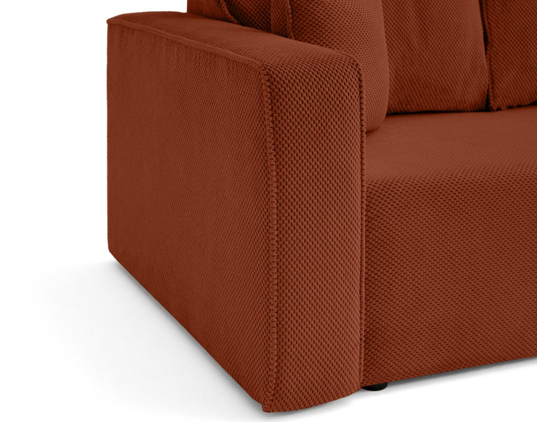 Canapé droit 3 places convertible avec coffre en velours texturé Topaze