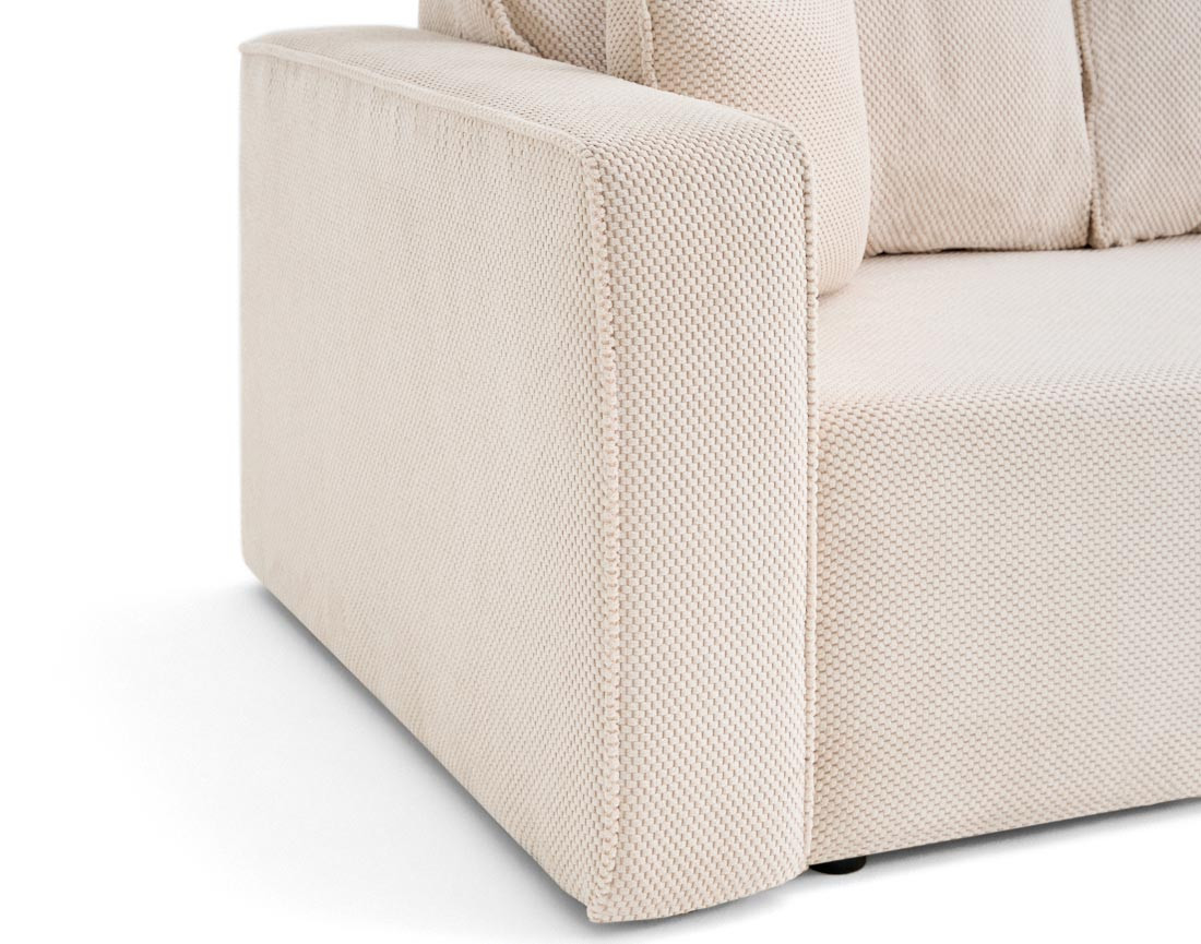 Canapé droit 3 places convertible avec coffre en velours texturé Topaze