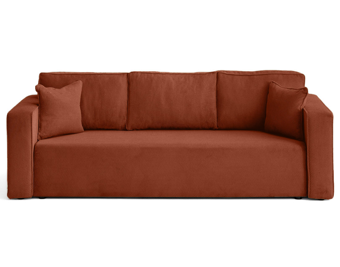 Canapé droit 3 places convertible avec coffre en velours texturé Topaze