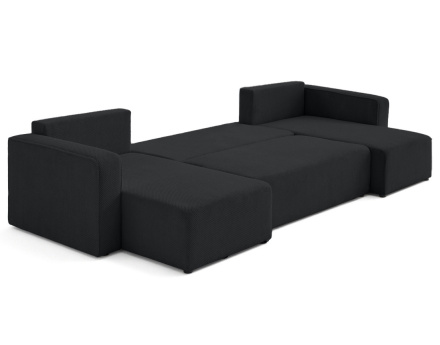 Canapé panoramique en U 7 places convertible avec coffre en velours texturé Topaze