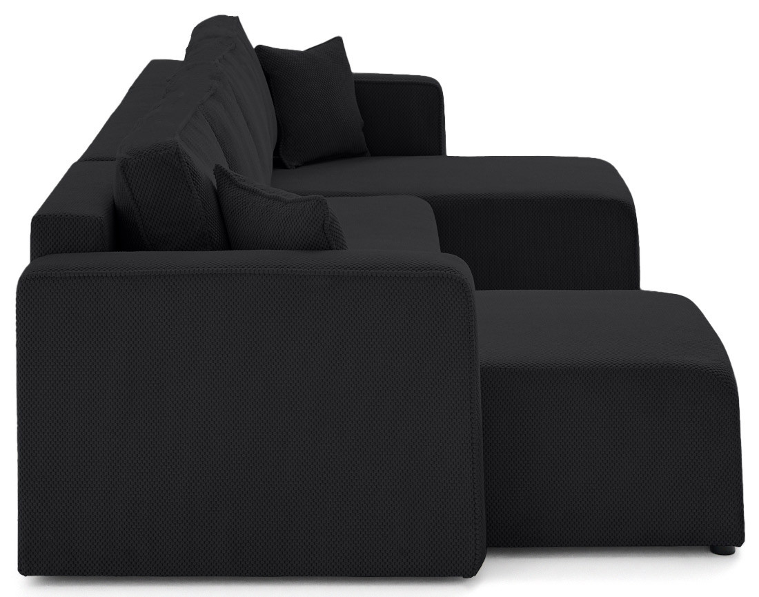 Canapé panoramique en U 7 places convertible avec coffre en velours texturé Topaze