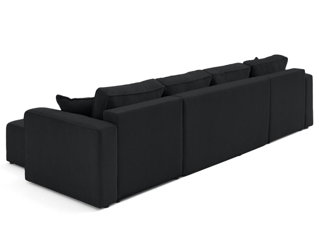 Canapé panoramique en U 7 places convertible avec coffre en velours texturé Topaze