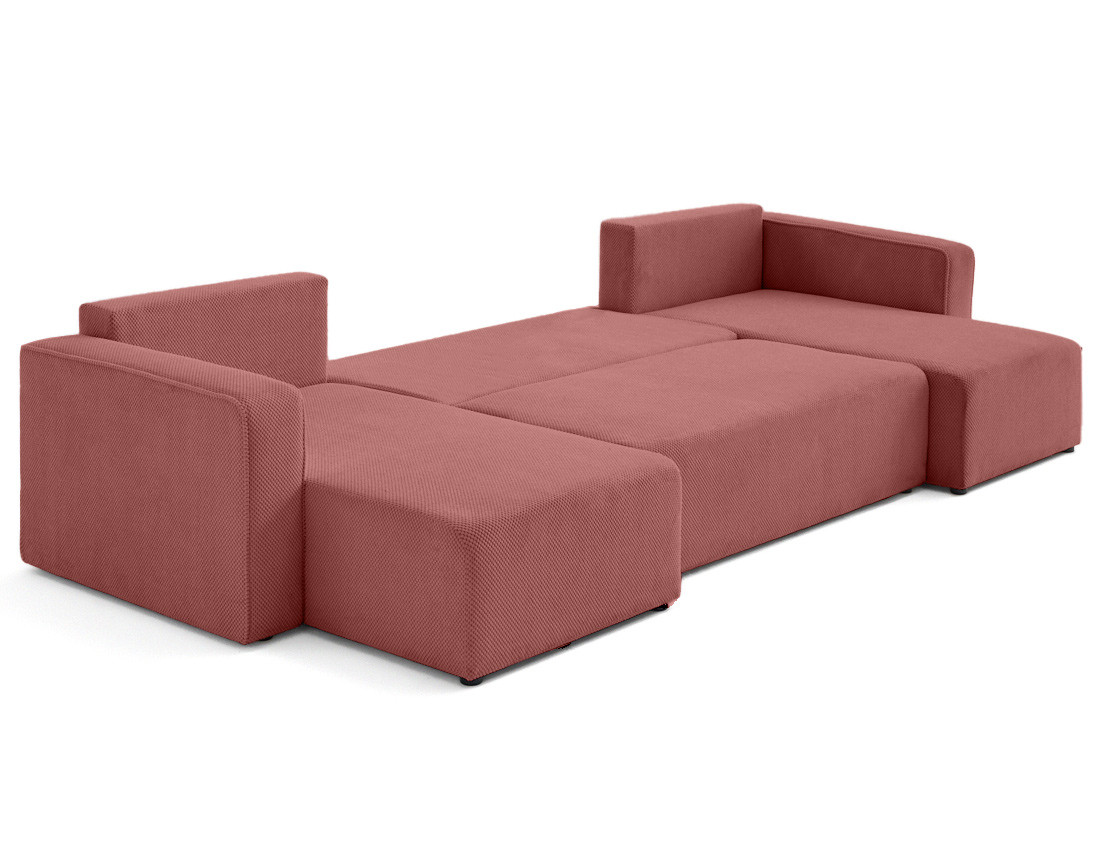 Canapé panoramique en U 7 places convertible avec coffre en velours texturé Topaze