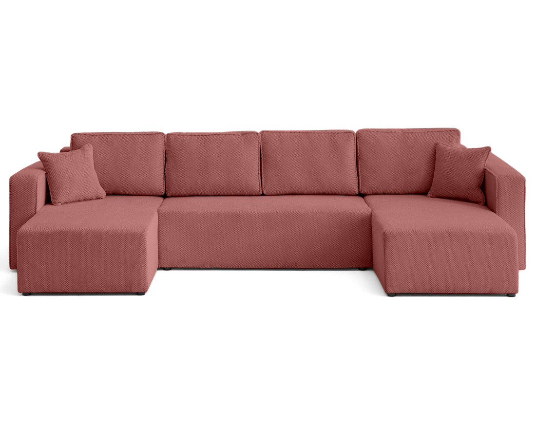 Canapé panoramique en U 7 places convertible avec coffre en velours texturé Topaze