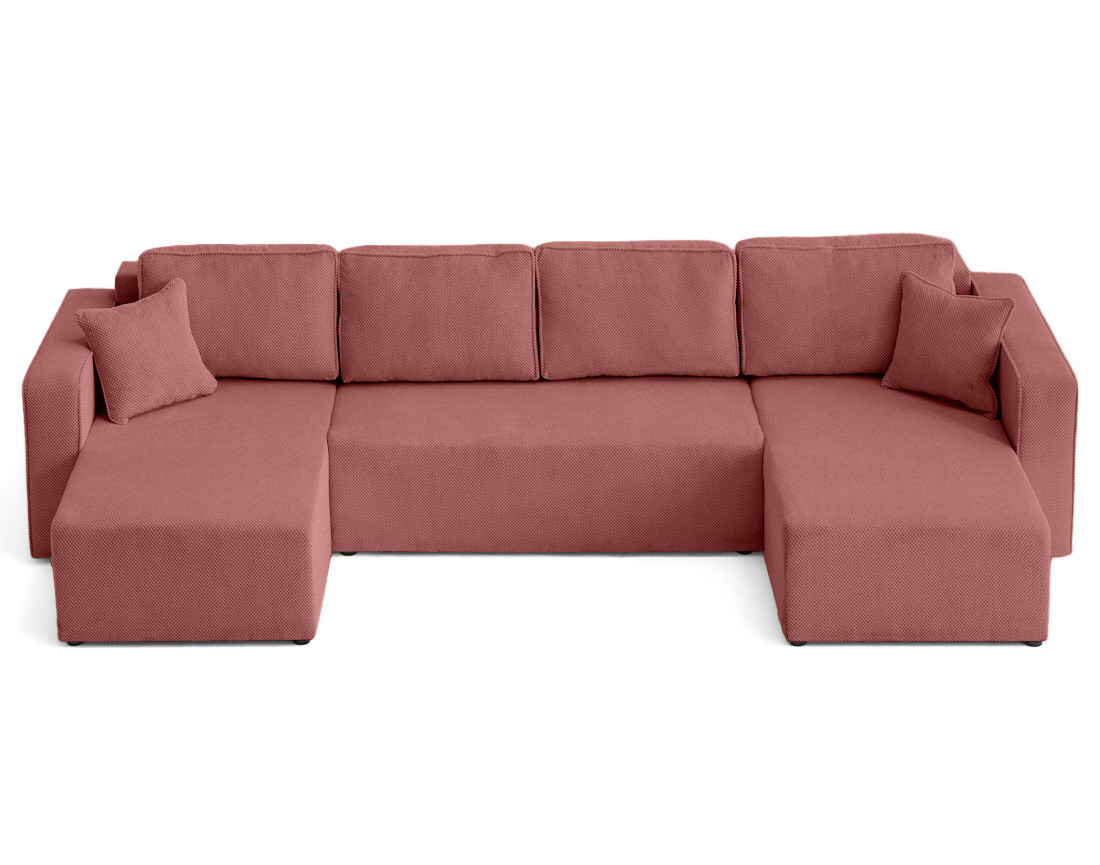 Canapé panoramique en U 7 places convertible avec coffre en velours texturé Topaze