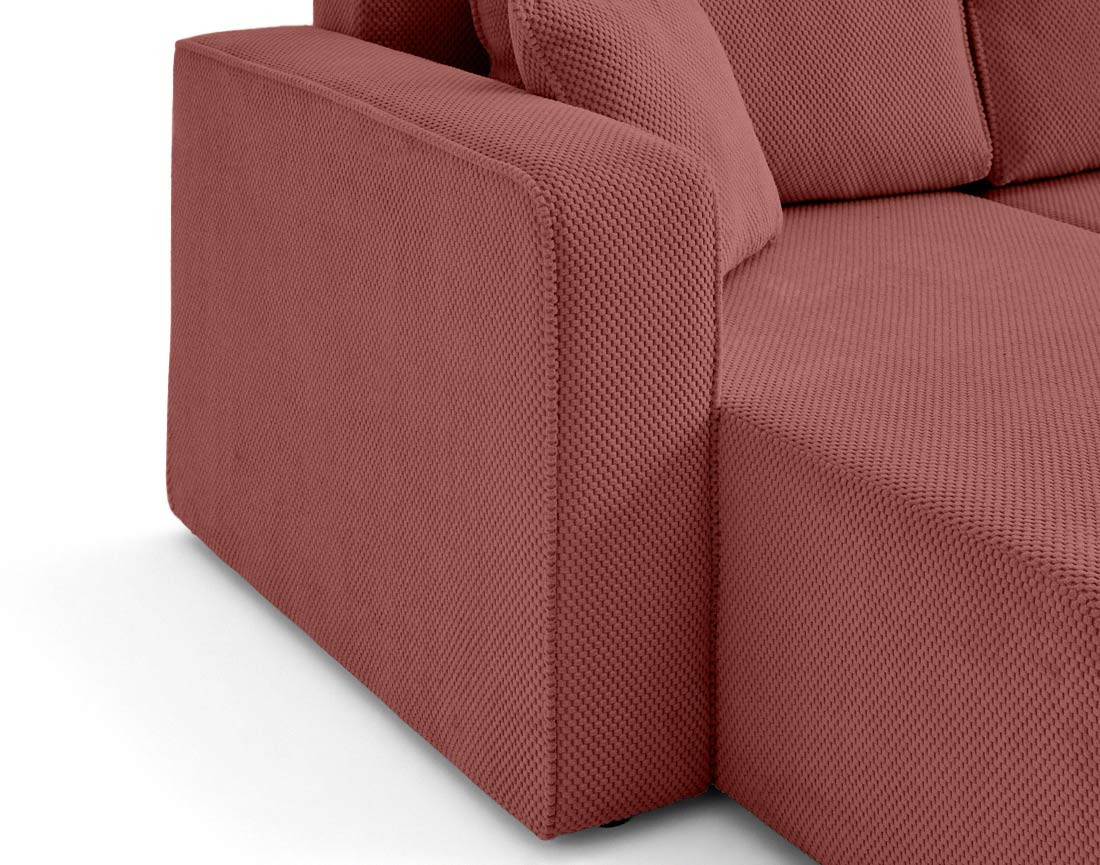 Canapé panoramique en U 7 places convertible avec coffre en velours texturé Topaze