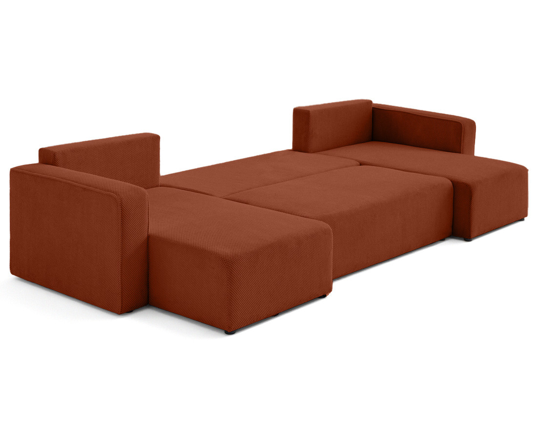 Canapé panoramique en U 7 places convertible avec coffre en velours texturé Topaze