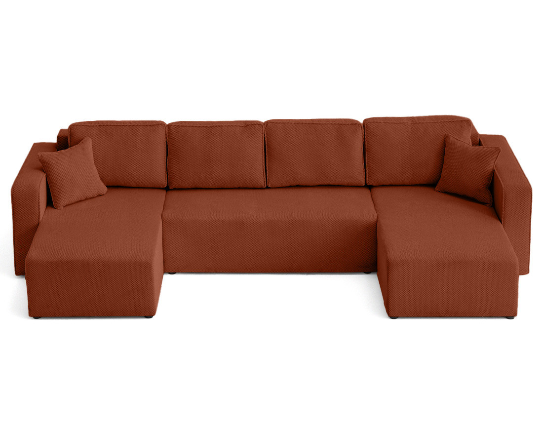 Canapé panoramique en U 7 places convertible avec coffre en velours texturé Topaze