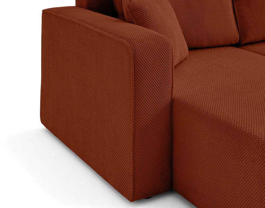 Canapé panoramique en U 7 places convertible avec coffre en velours texturé Topaze