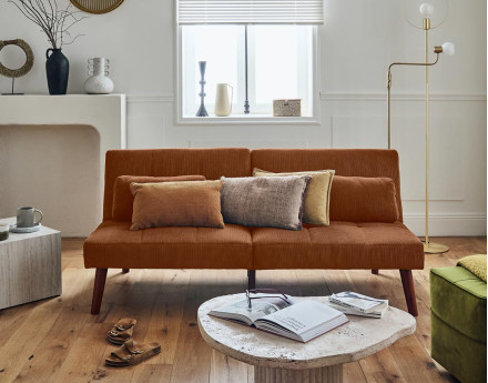 Canapé convertible clic-clac 2 places en velours côtelé Philae