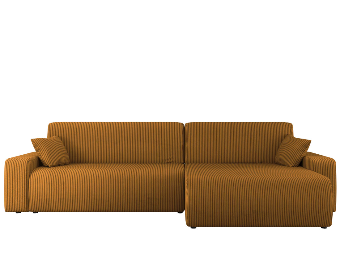 Canapé d'angle réversible 5 places convertible avec coffre en velours côtelé Artemisa