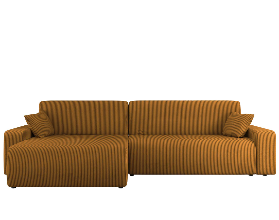 Canapé d'angle réversible 5 places convertible avec coffre en velours côtelé Artemisa