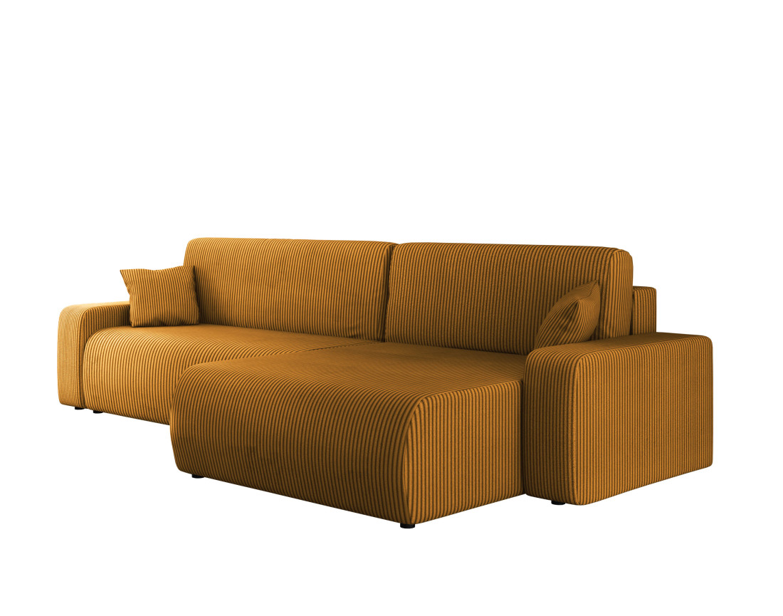 Canapé d'angle réversible 5 places convertible avec coffre en velours côtelé Artemisa