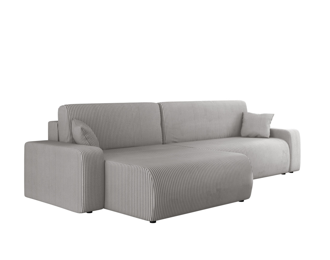 Canapé d'angle réversible 5 places convertible avec coffre en velours côtelé Artemisa