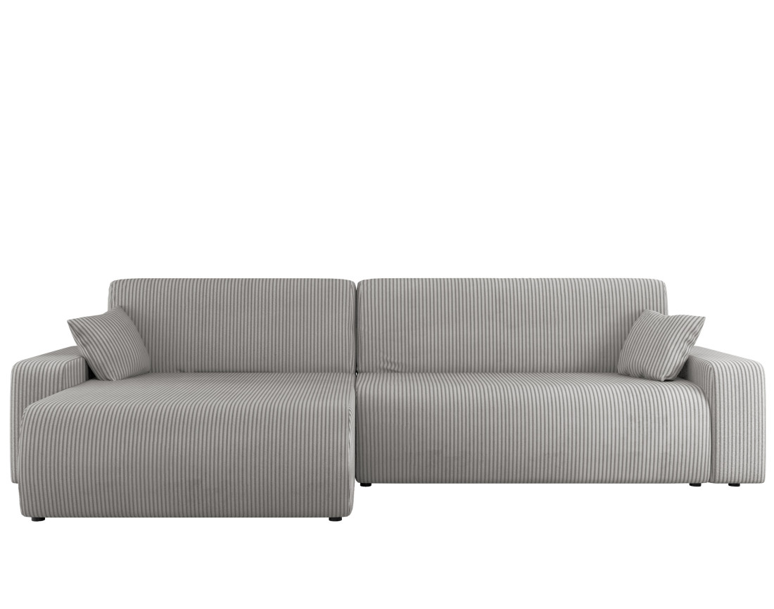 Canapé d'angle réversible 5 places convertible avec coffre en velours côtelé Artemisa