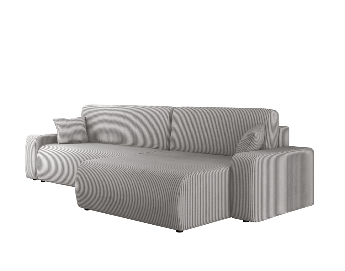 Canapé d'angle réversible 5 places convertible avec coffre en velours côtelé Artemisa