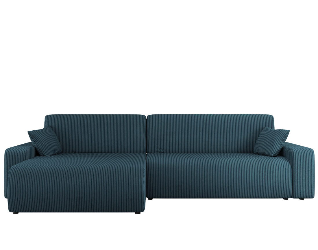 Canapé d'angle réversible 5 places convertible avec coffre en velours côtelé Artemisa