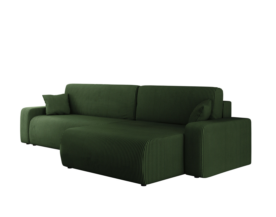 Canapé d'angle réversible 5 places convertible avec coffre en velours côtelé Artemisa