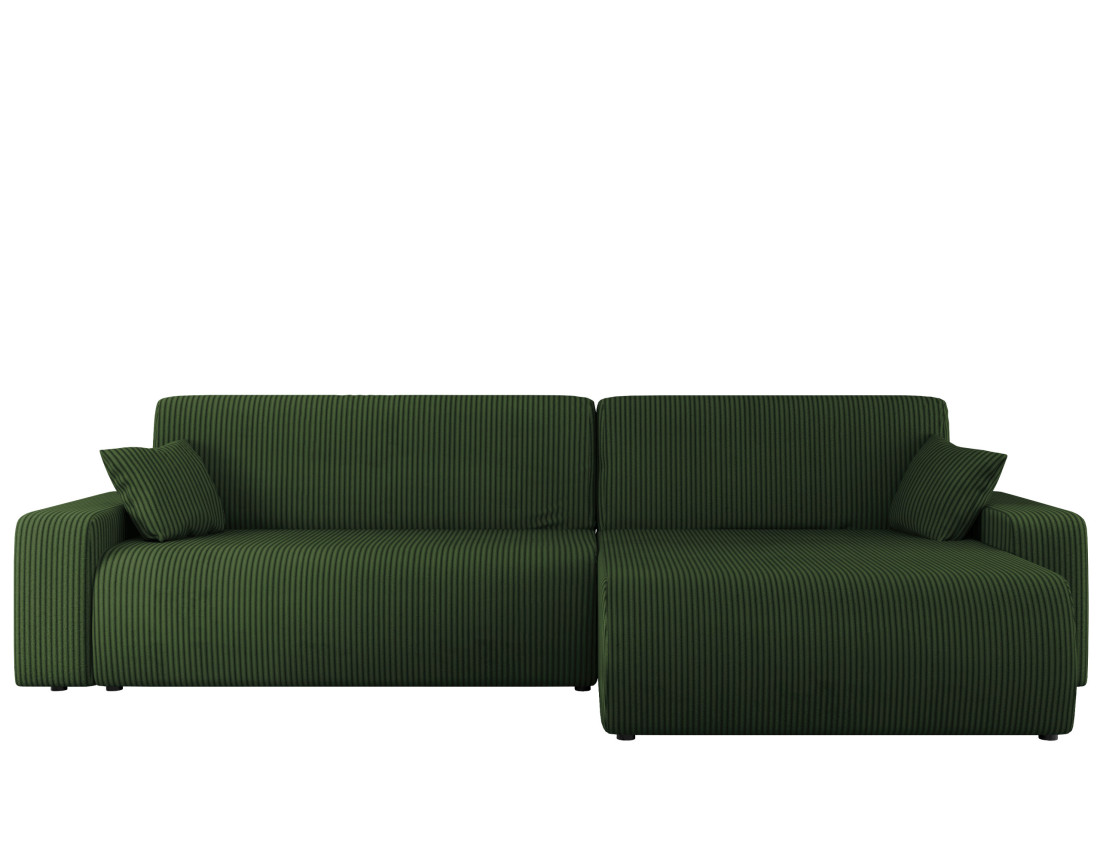 Canapé d'angle réversible 5 places convertible avec coffre en velours côtelé Artemisa
