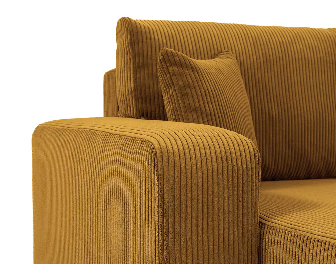 Canapé d'angle réversible 5 places convertible avec coffre en velours côtelé Artemisa