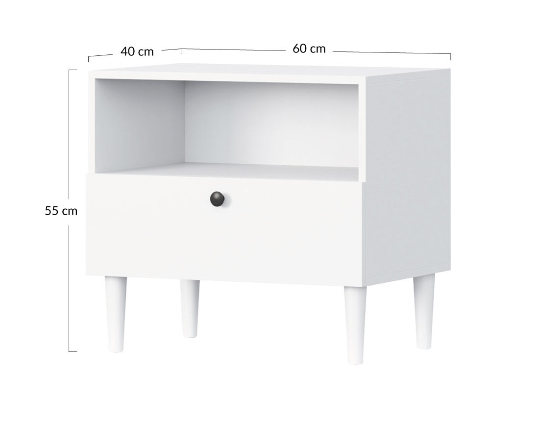 Table de chevet blanc 60 cm Gaby