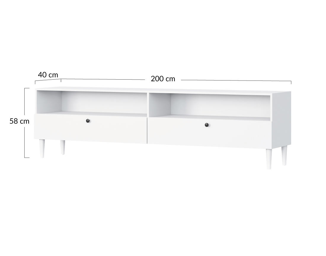 Meuble TV blanc 200 cm Gaby