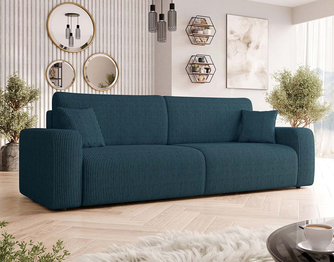 Canapé droit 3 places convertible avec coffre en velours côtelé Artemisa