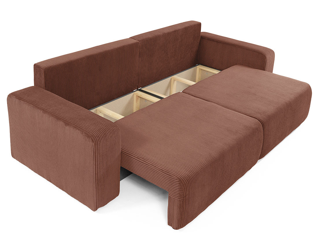 Canapé droit 3 places convertible avec coffre en velours côtelé Artemisa