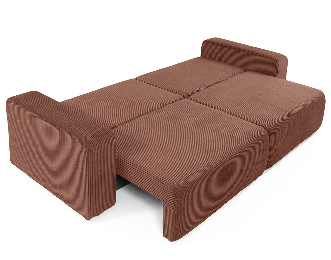 Canapé droit 3 places convertible avec coffre en velours côtelé Artemisa