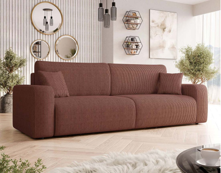 Canapé droit 3 places convertible avec coffre en velours côtelé Artemisa