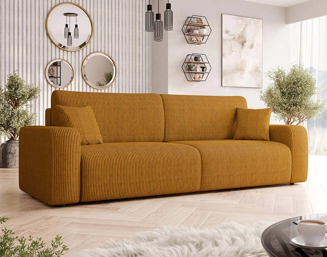 Canapé droit 3 places convertible avec coffre en velours côtelé Artemisa