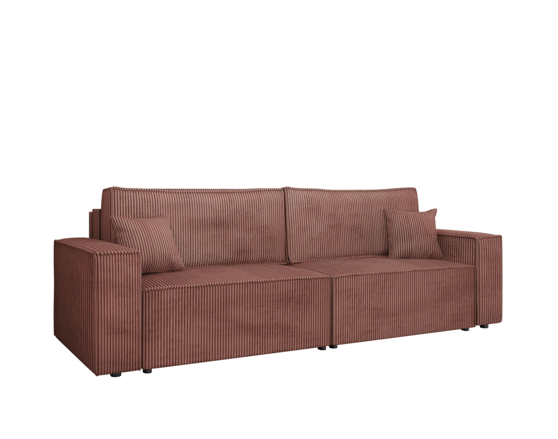 Canapé droit 3 places convertible avec coffre en velours côtelé Cezanne