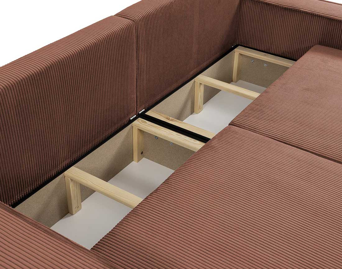 Canapé droit 3 places convertible avec coffre en velours côtelé Cezanne