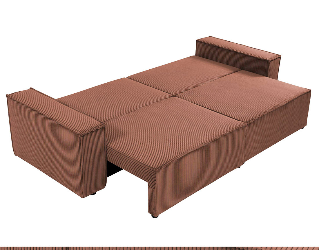 Canapé droit 3 places convertible avec coffre en velours côtelé Cezanne