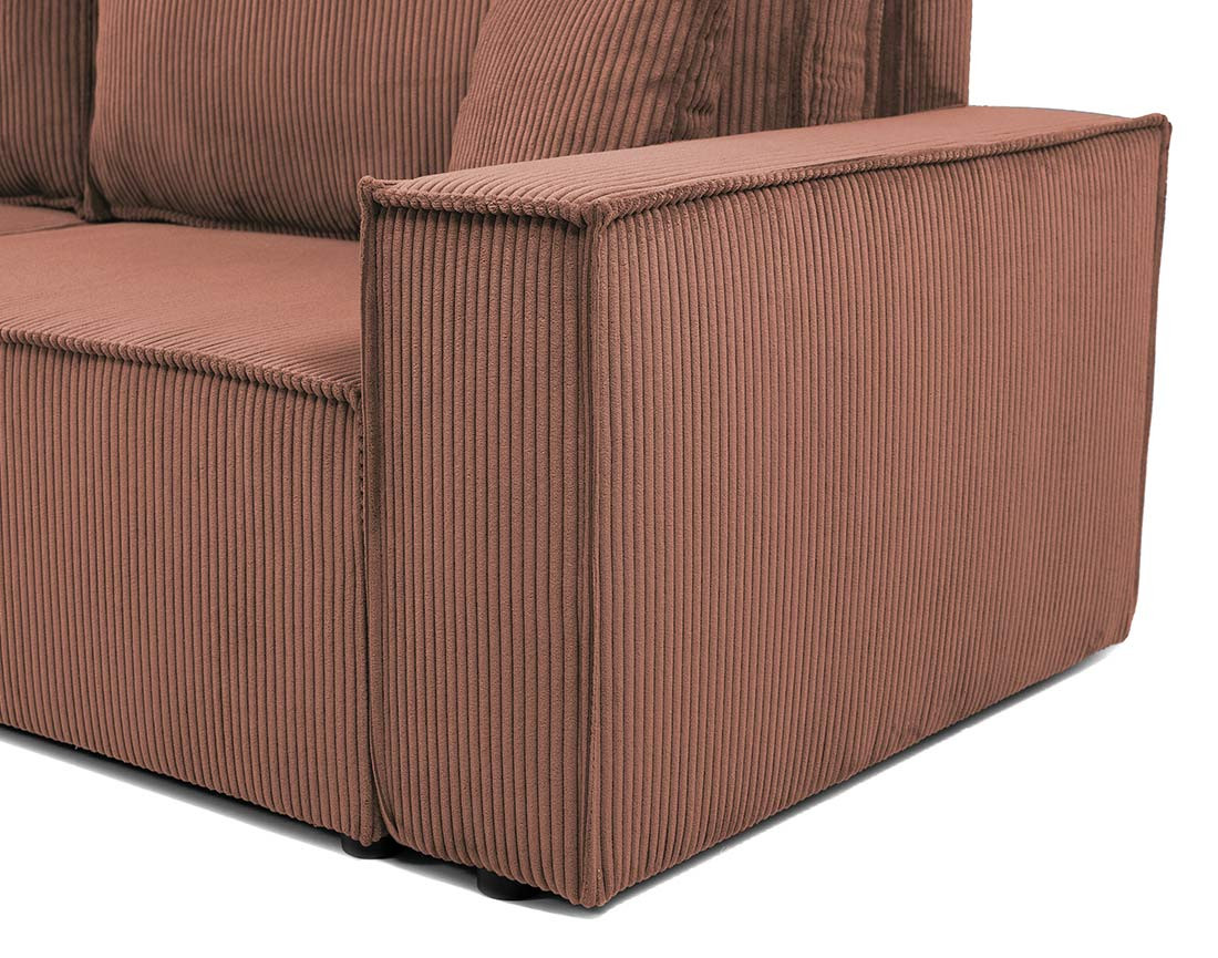 Canapé droit 3 places convertible avec coffre en velours côtelé Cezanne